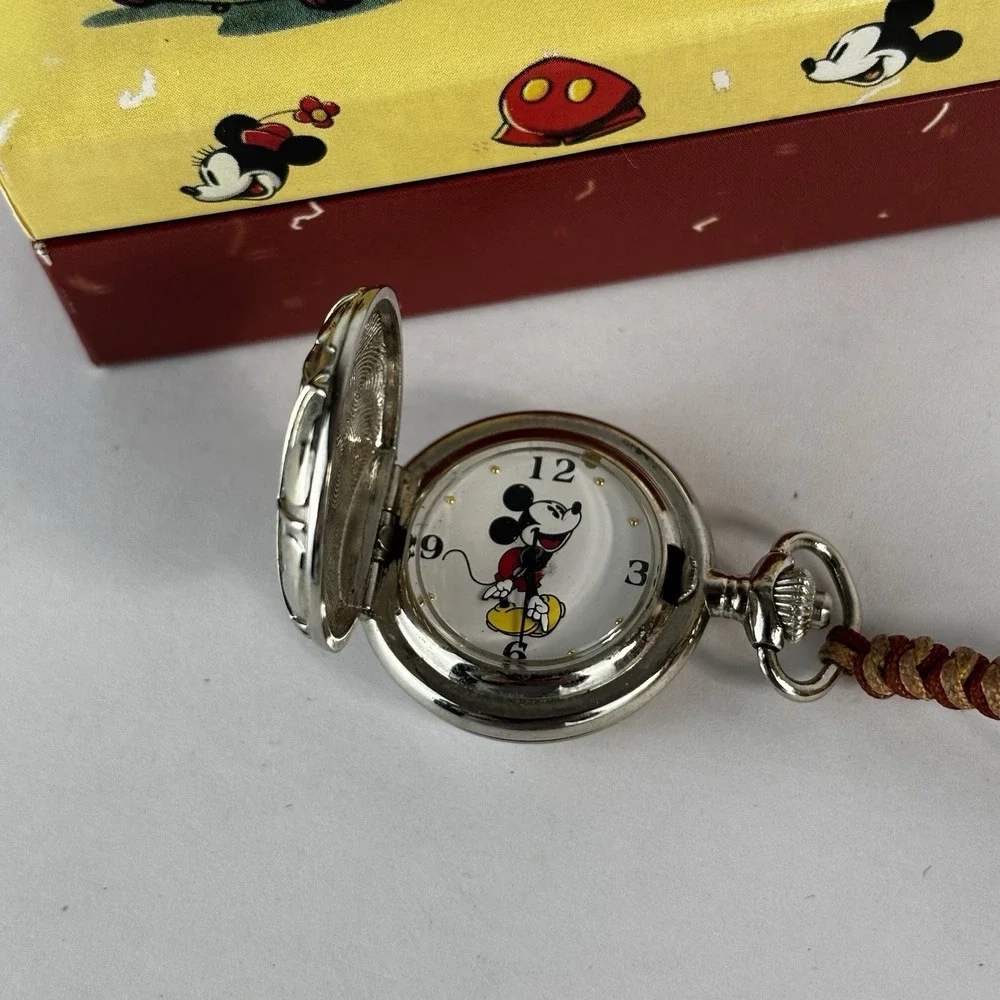 HTF Rare KREMENTZ Disney MICKEY MOUSE Quartz POCKET WATCH Japan Movt New Battery